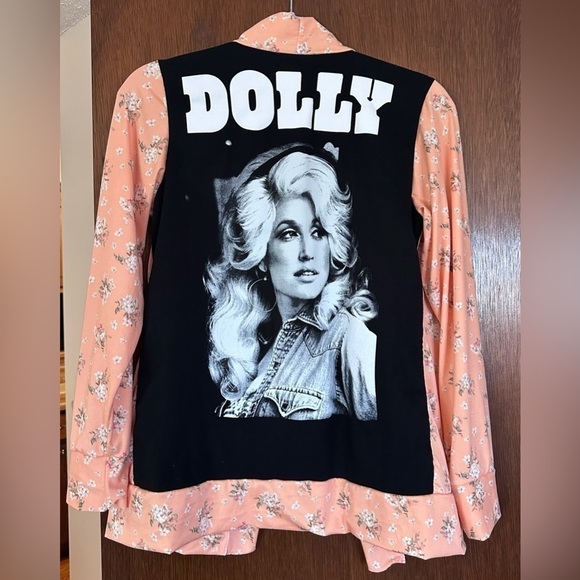 Dolly Parton up cycle handmade cardigan floral - Picture 4 of 5